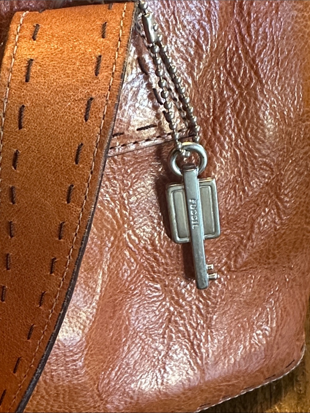 Fossil | VTG Cognac Genuine Leather Satchel Top Handle Bag - Picture 8 of 11